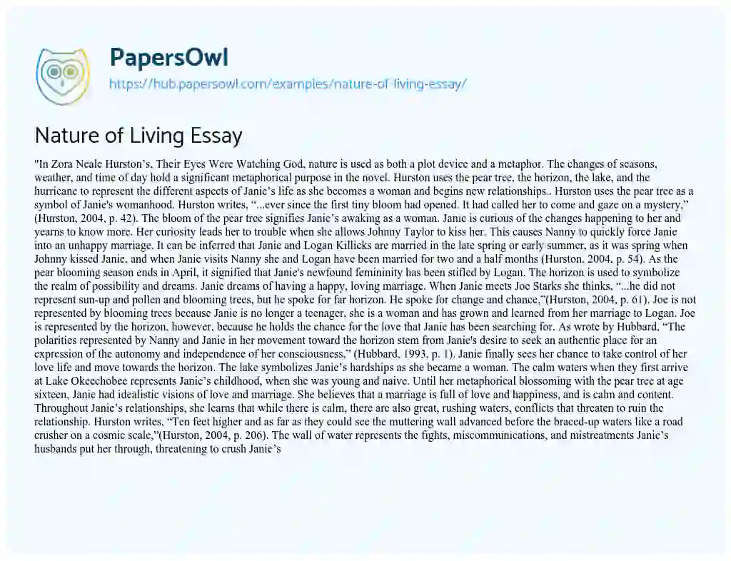 Essay on Nature of Living Essay