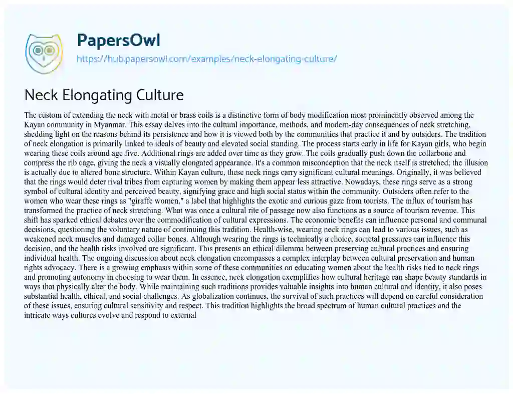 Essay on Neck Elongating Culture
