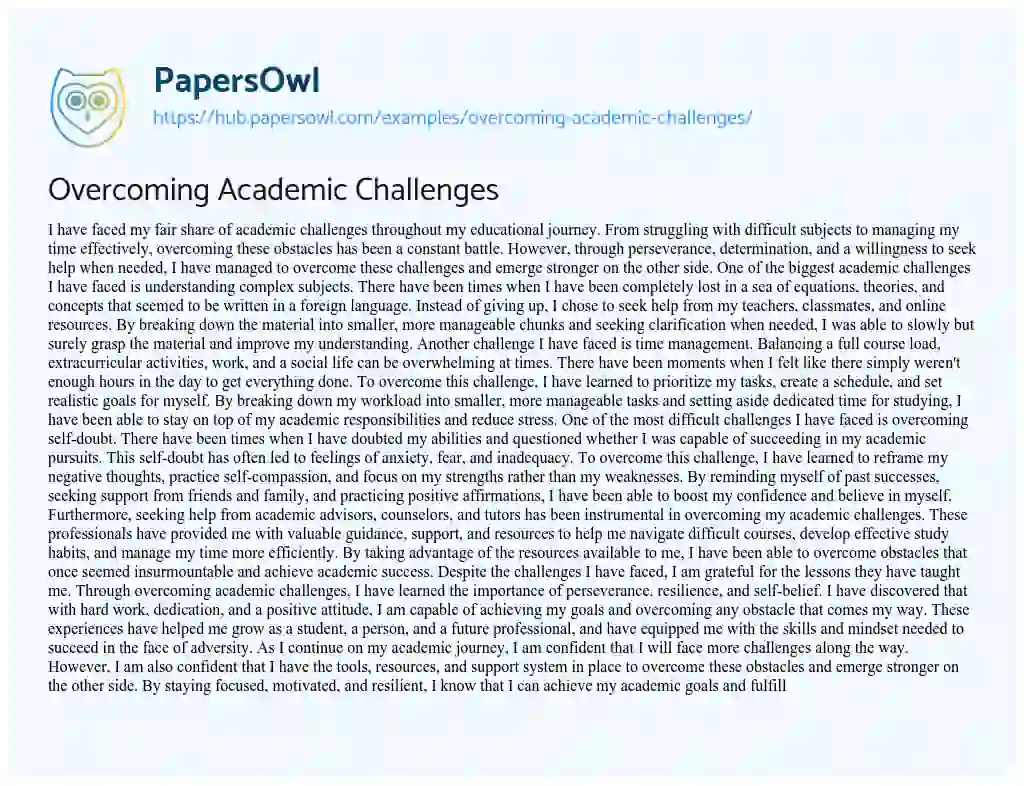 Essay on Overcoming Academic Challenges