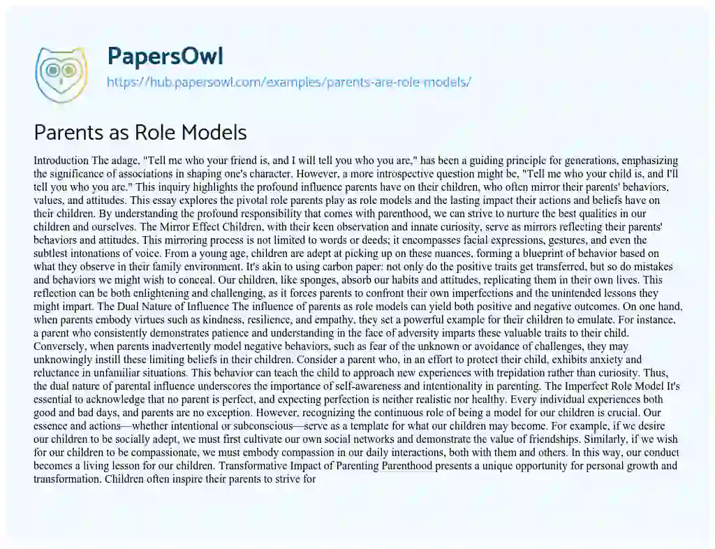 Essay on Parents as Role Models