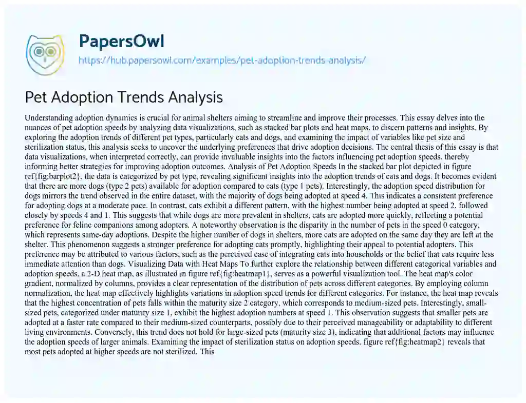 Essay on Pet Adoption Trends Analysis