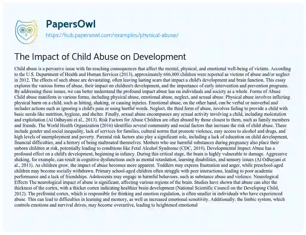 Essay on The Impact of Child Abuse on Development