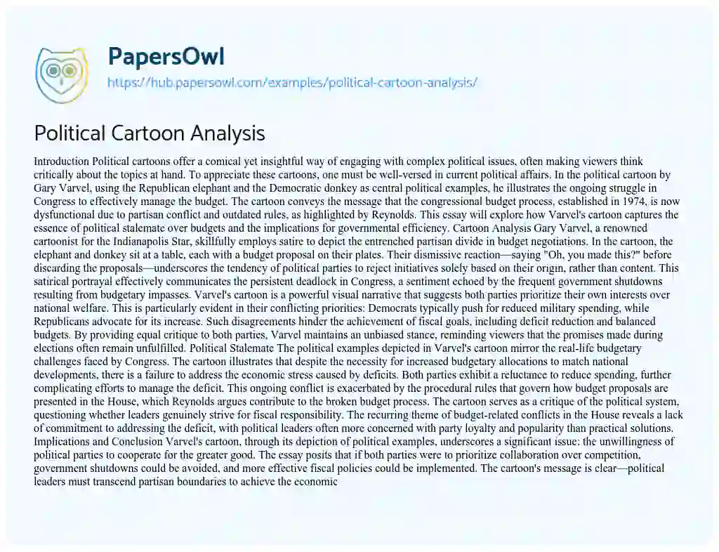 Essay on Political Cartoon Analysis