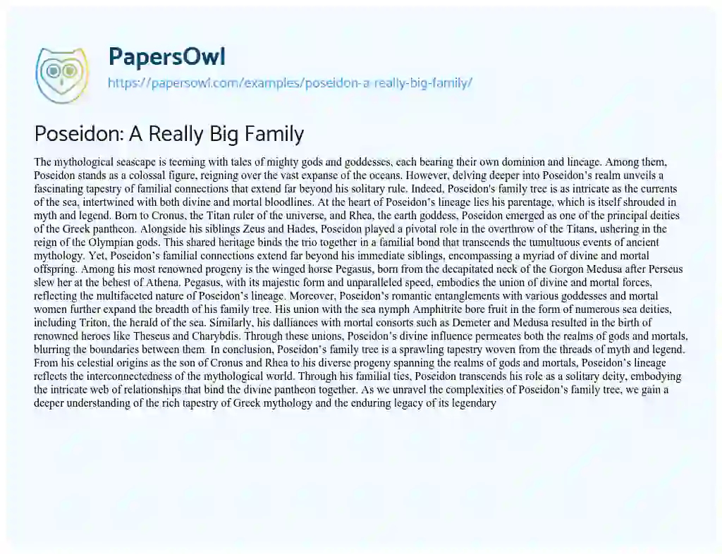 Essay on Poseidon: A Really Big Family