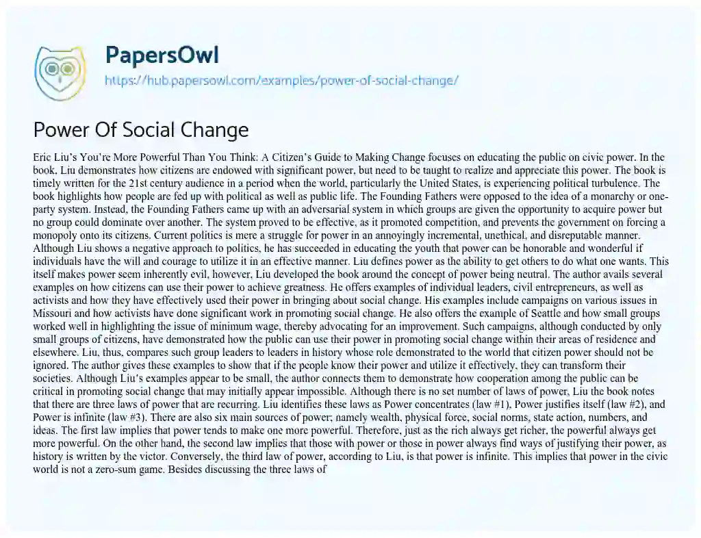 Essay on Power Of Social Change