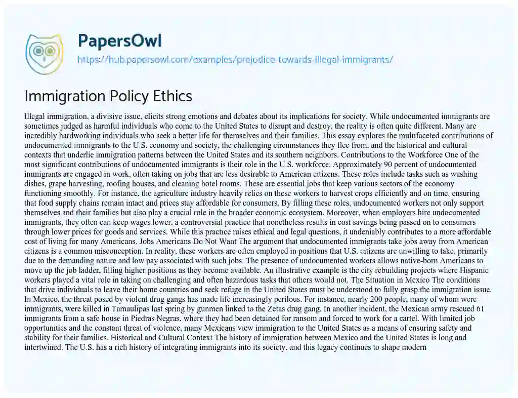 Essay on Immigration Policy Ethics