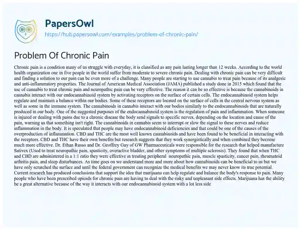 Essay on Problem Of Chronic Pain