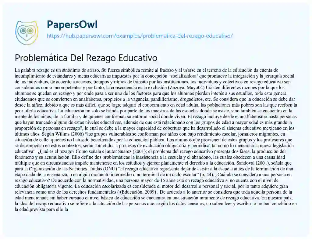 Essay on Problemática Del Rezago Educativo