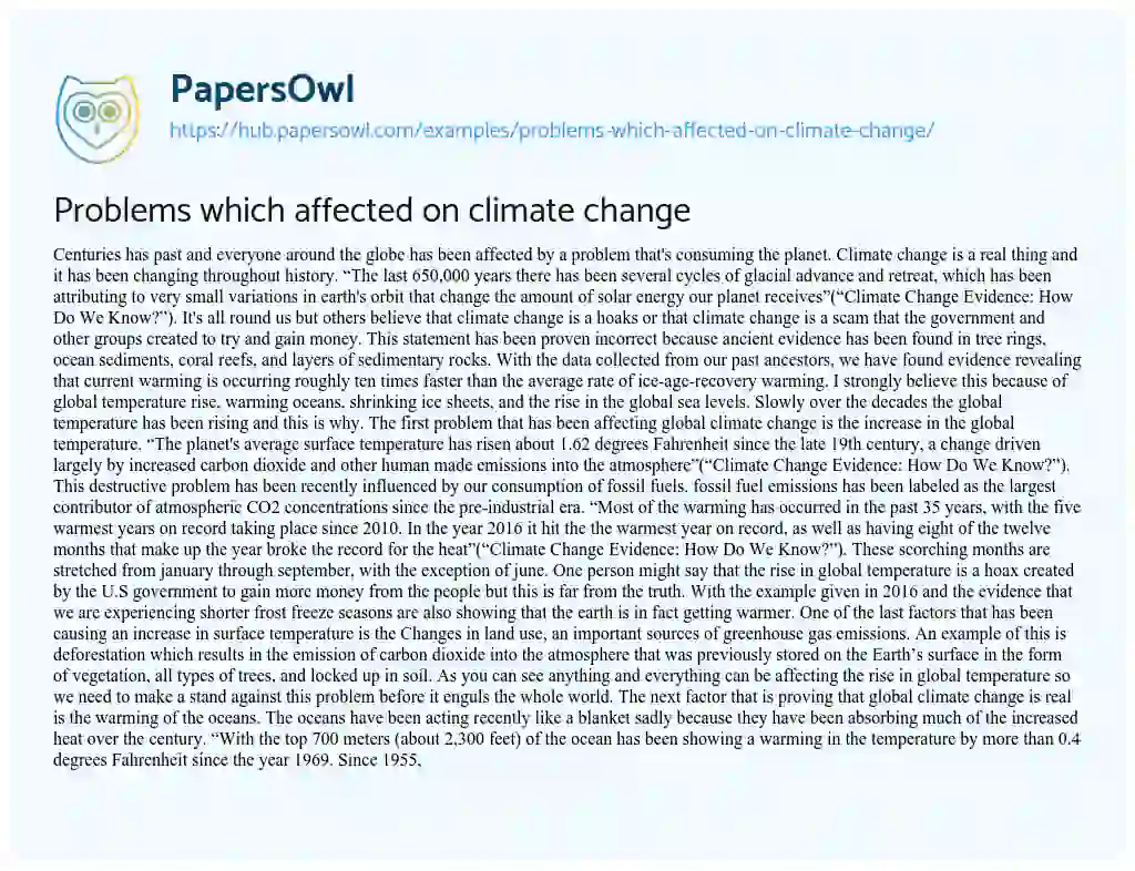 Essay on Problems which affected on climate change