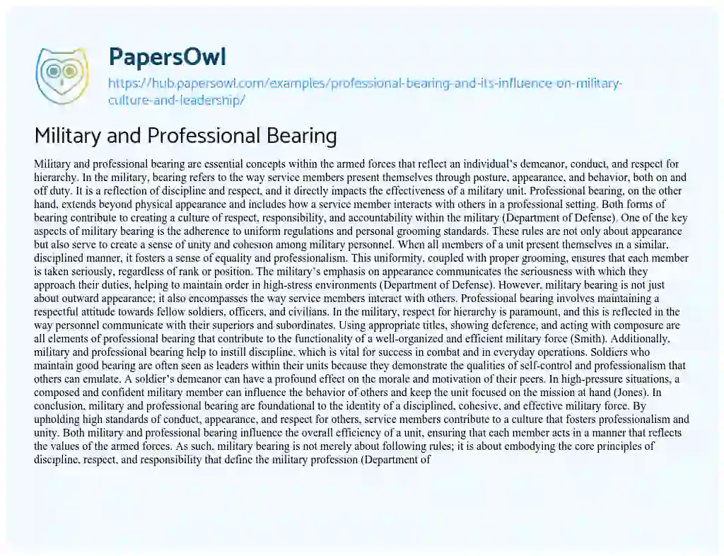 Essay on Military and Professional Bearing