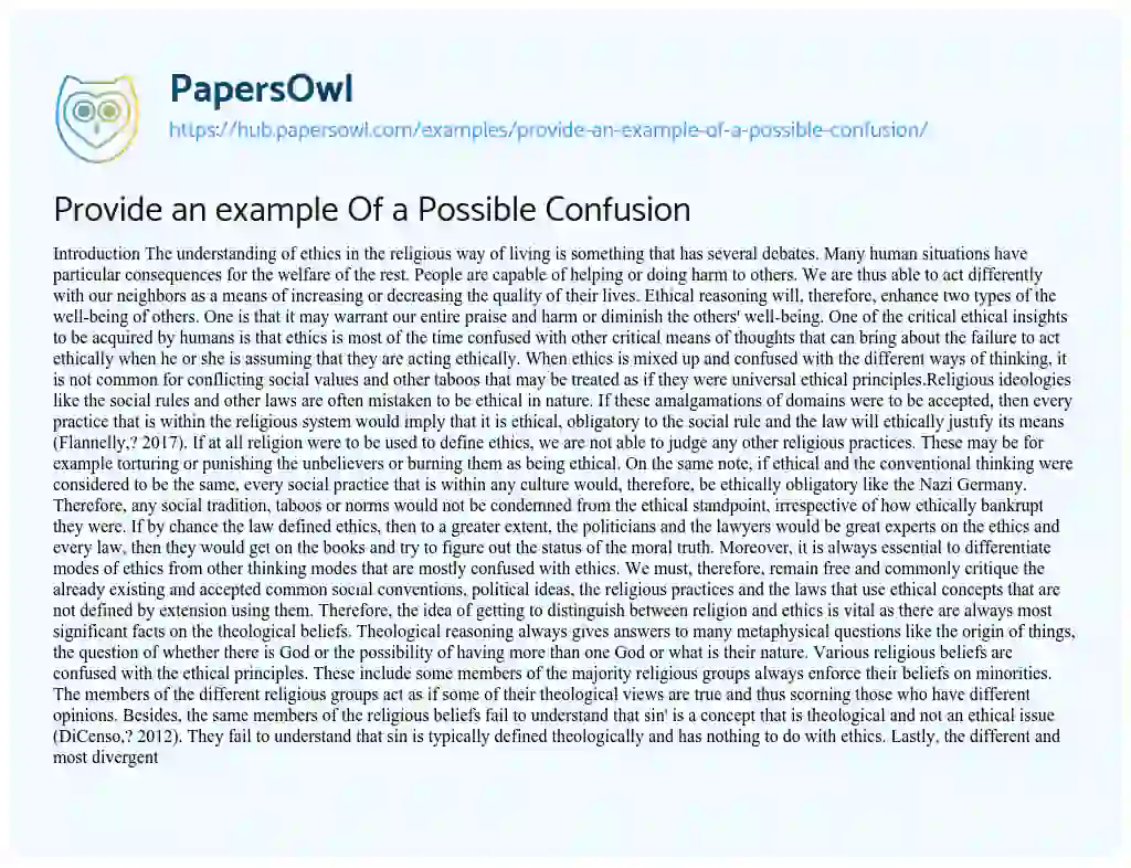 Essay on Provide an example Of a Possible Confusion