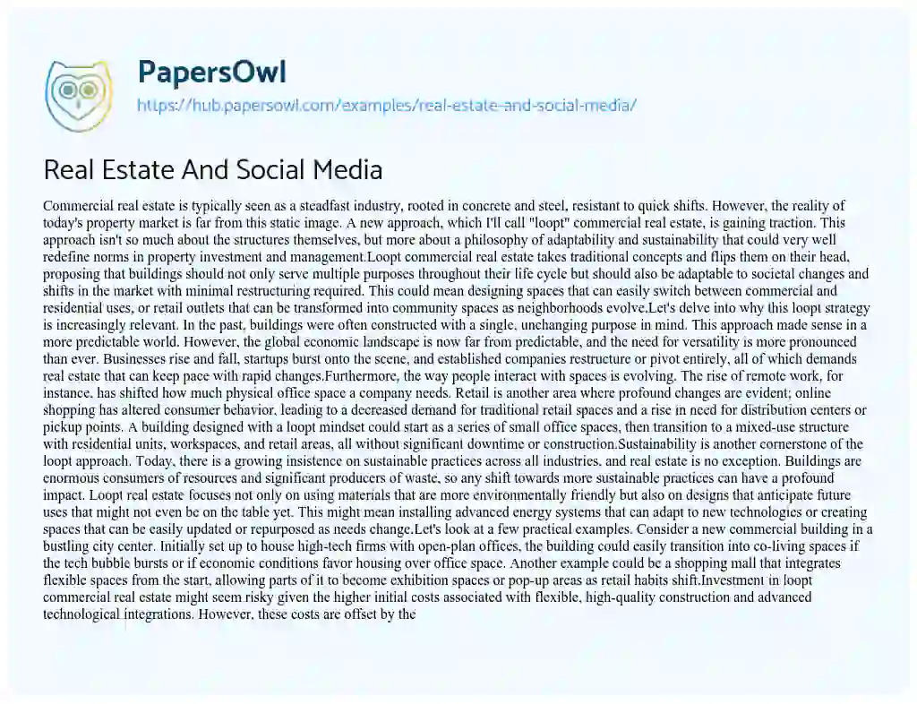 Essay on Real Estate And Social Media