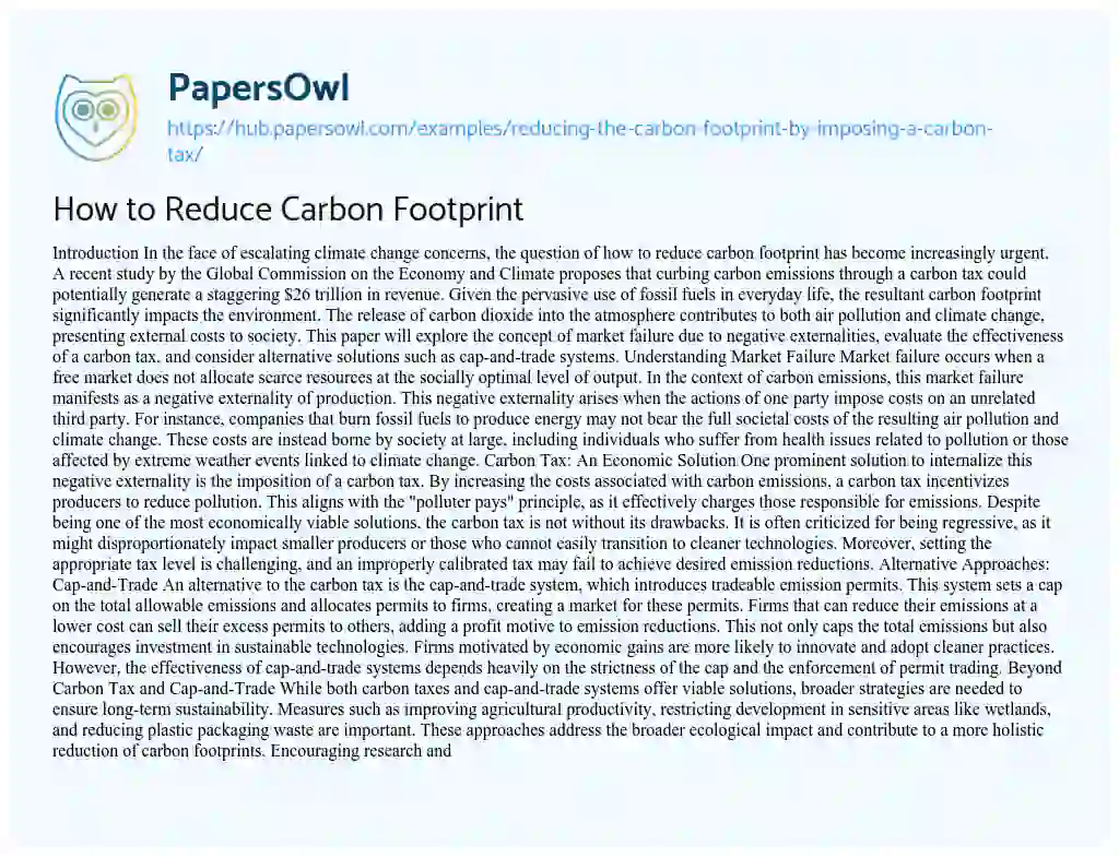 Essay on How to Reduce Carbon Footprint