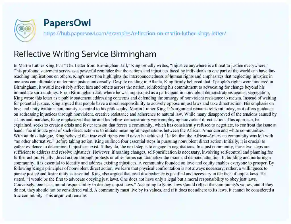 Essay on Reflective Writing Service Birmingham