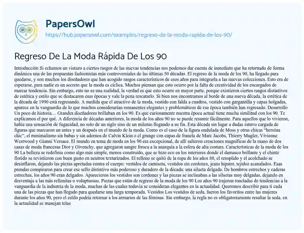 Essay on Regreso De La Moda Rápida De Los 90
