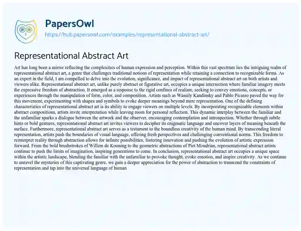 Essay on Representational Abstract Art