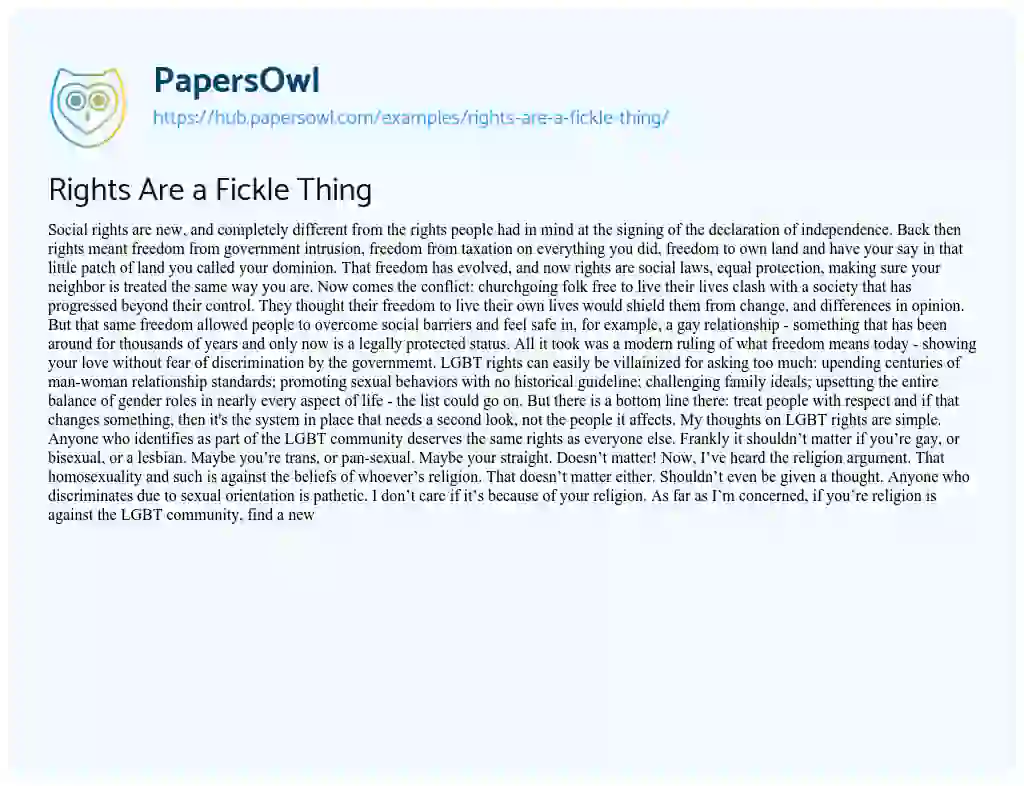 Essay on Rights Are a Fickle Thing