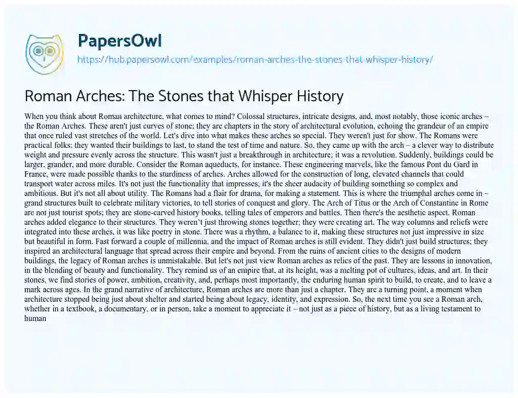Essay on Roman Arches: The Stones that Whisper History