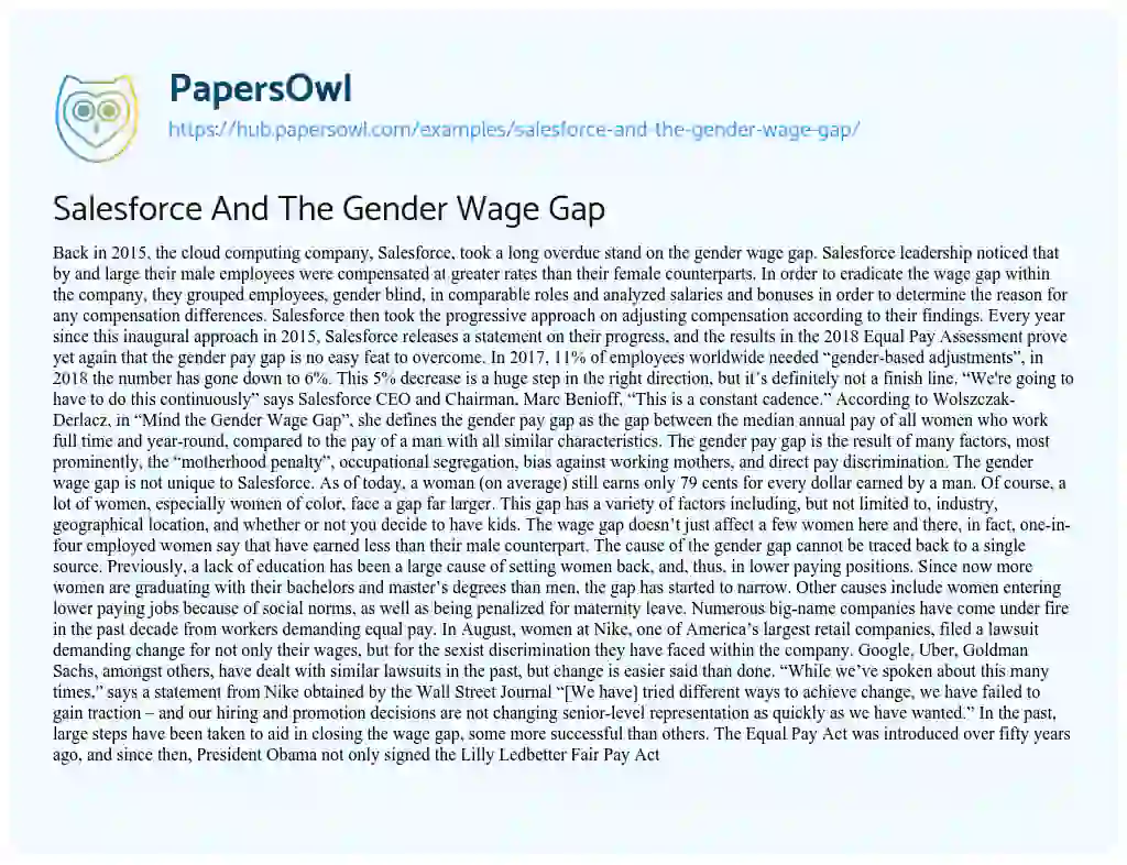 Essay on Salesforce And The Gender Wage Gap