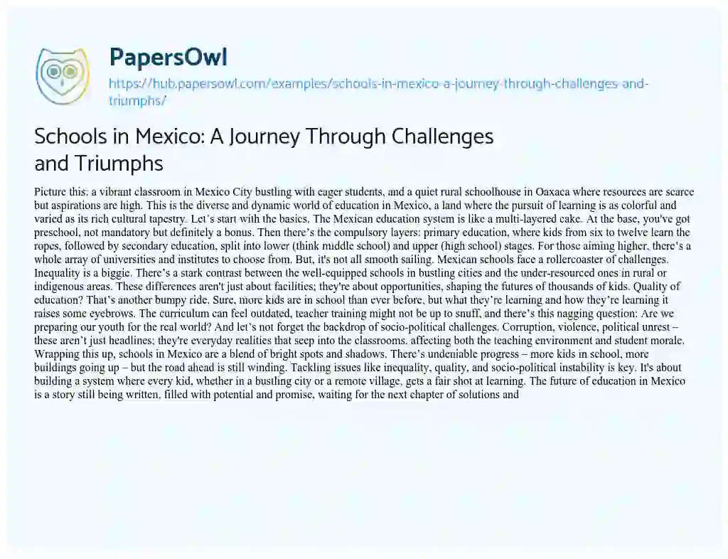 Essay on Schools in Mexico: A Journey Through Challenges and Triumphs