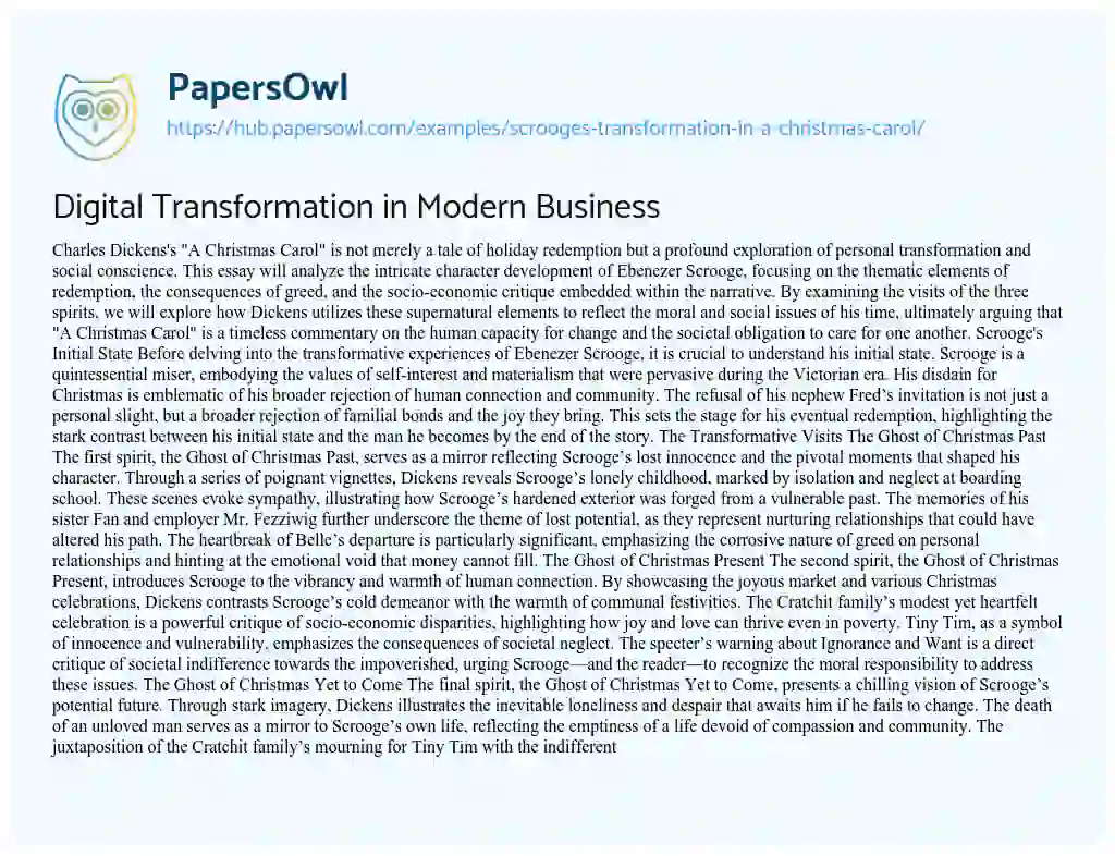 Essay on Digital Transformation in Modern Business