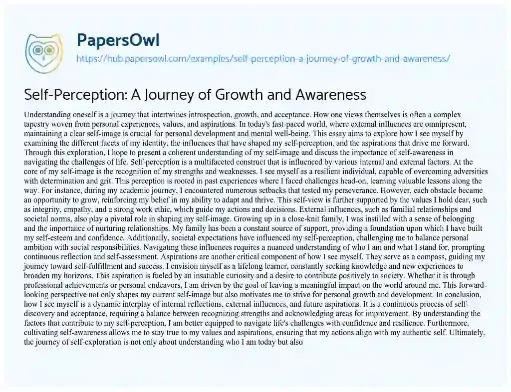 Essay on Self-Perception: A Journey of Growth and Awareness