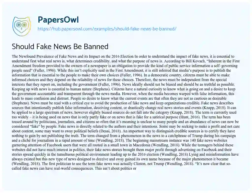 Essay on Should Fake News Be Banned