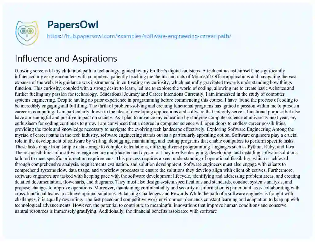 Essay on Influence and Aspirations