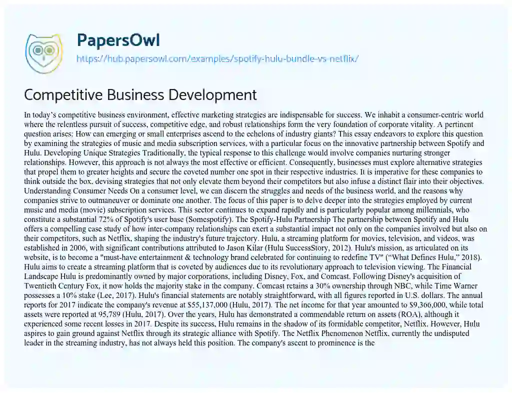 Essay on Competitive Business Development