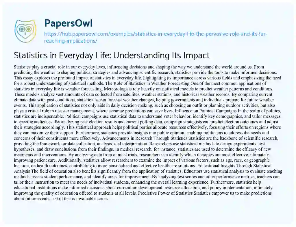 Essay on Statistics in Everyday Life: Understanding Its Impact