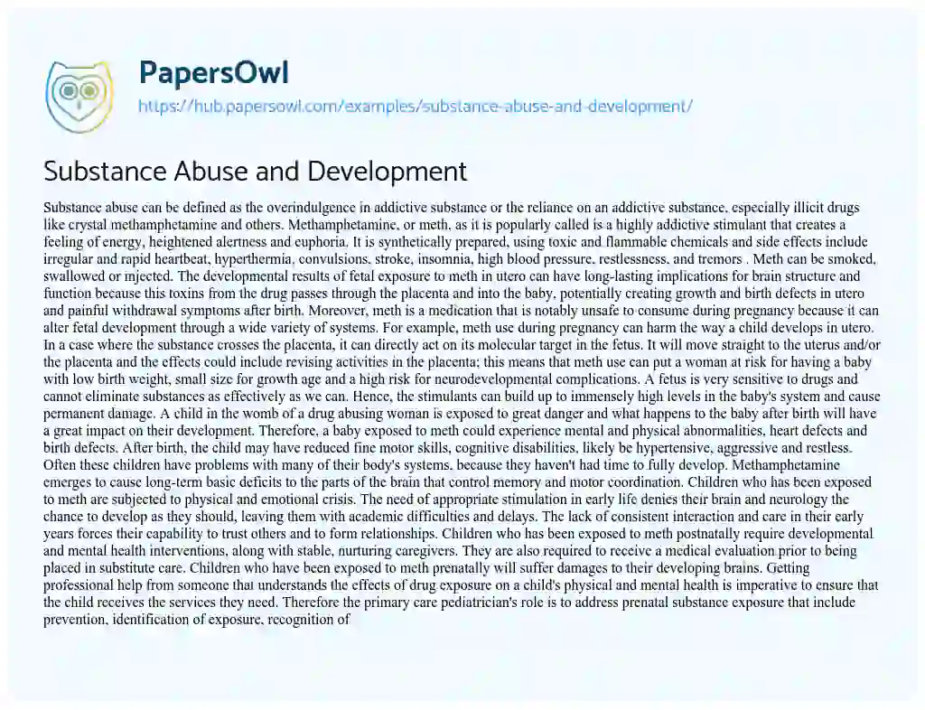 Essay on Substance Abuse and Development