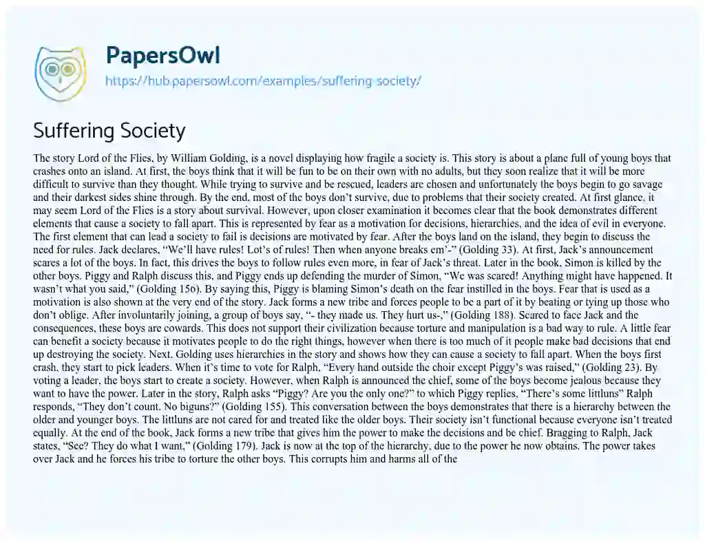 Essay on Suffering Society