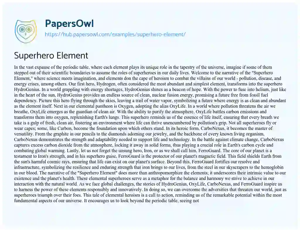 Essay on Superhero Element
