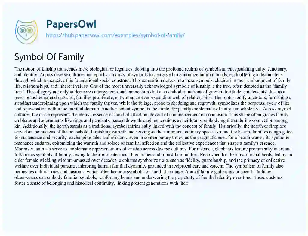 Essay on Symbol Of Family