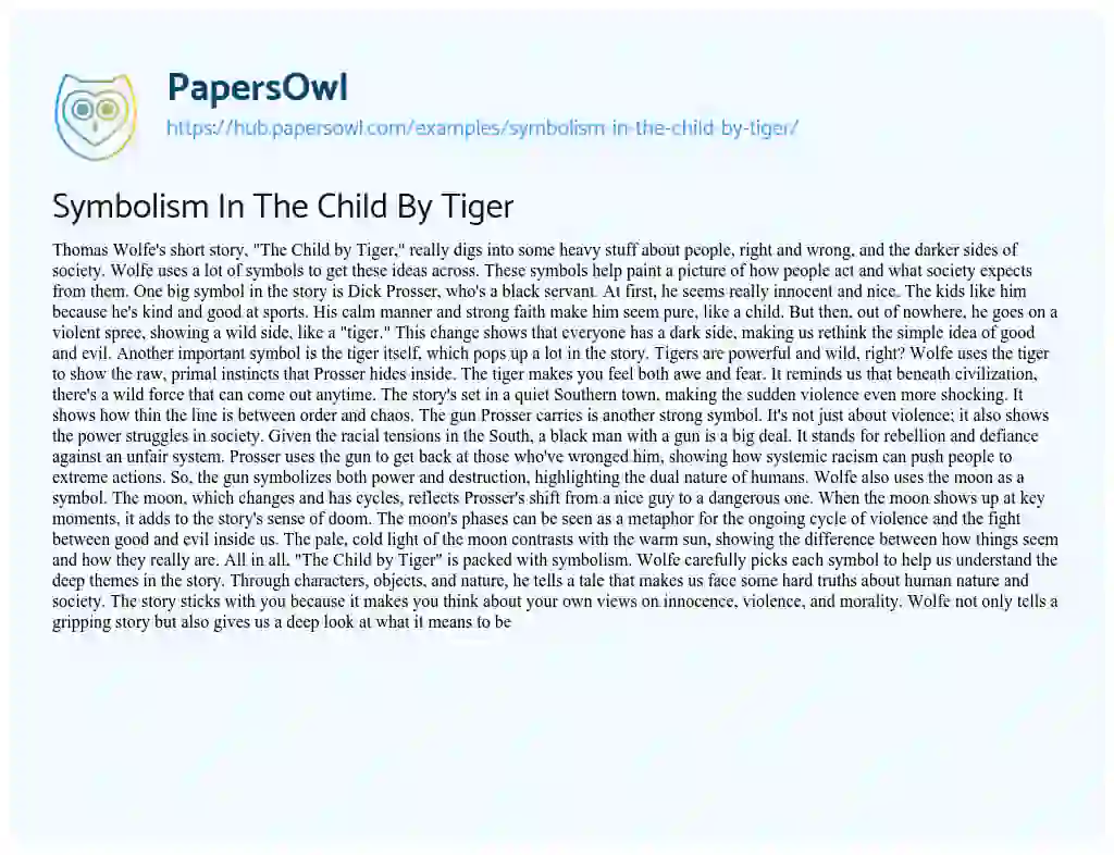 Essay on Symbolism In The Child By Tiger