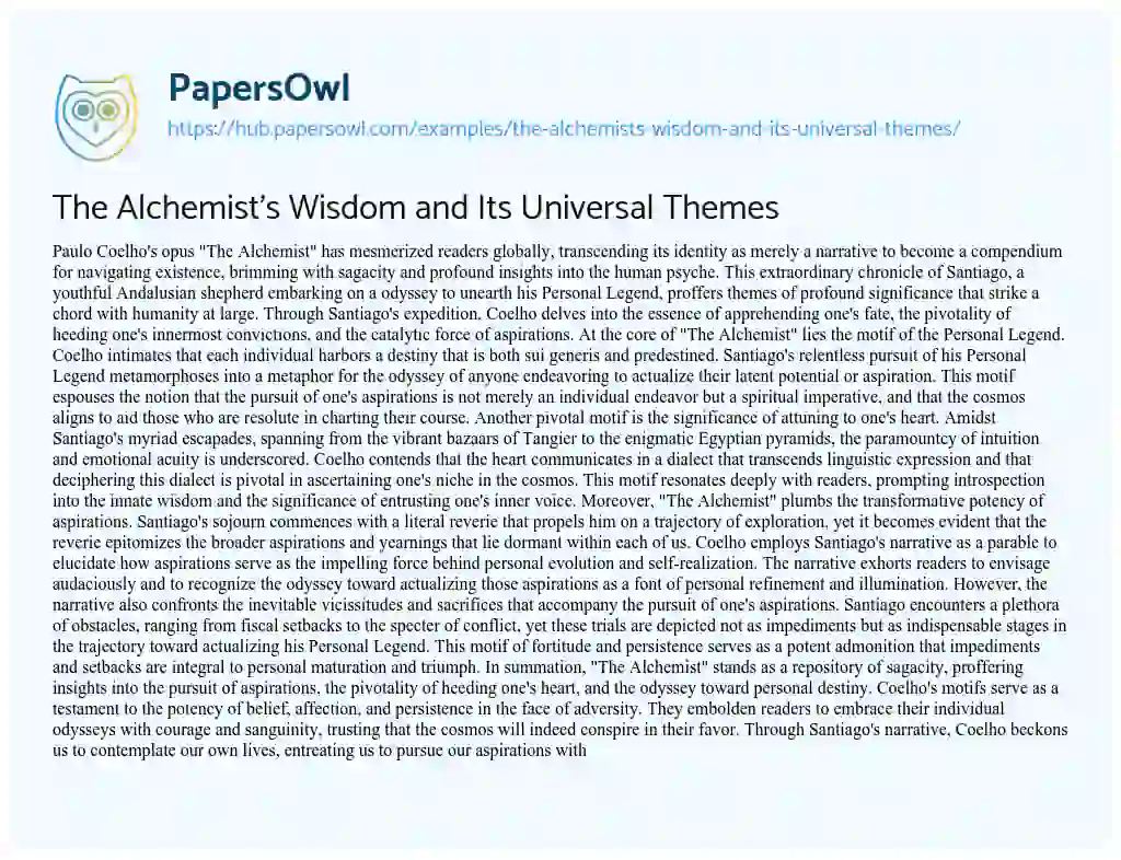 Essay on The Alchemist’s Wisdom and Its Universal Themes