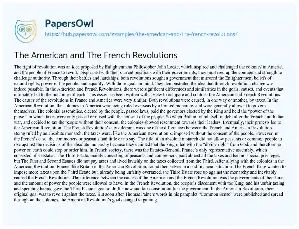 Essay on The American and The French Revolutions
