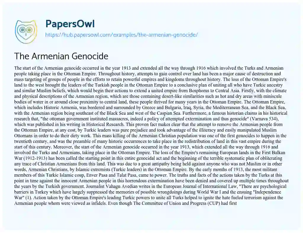 Essay on The Armenian Genocide