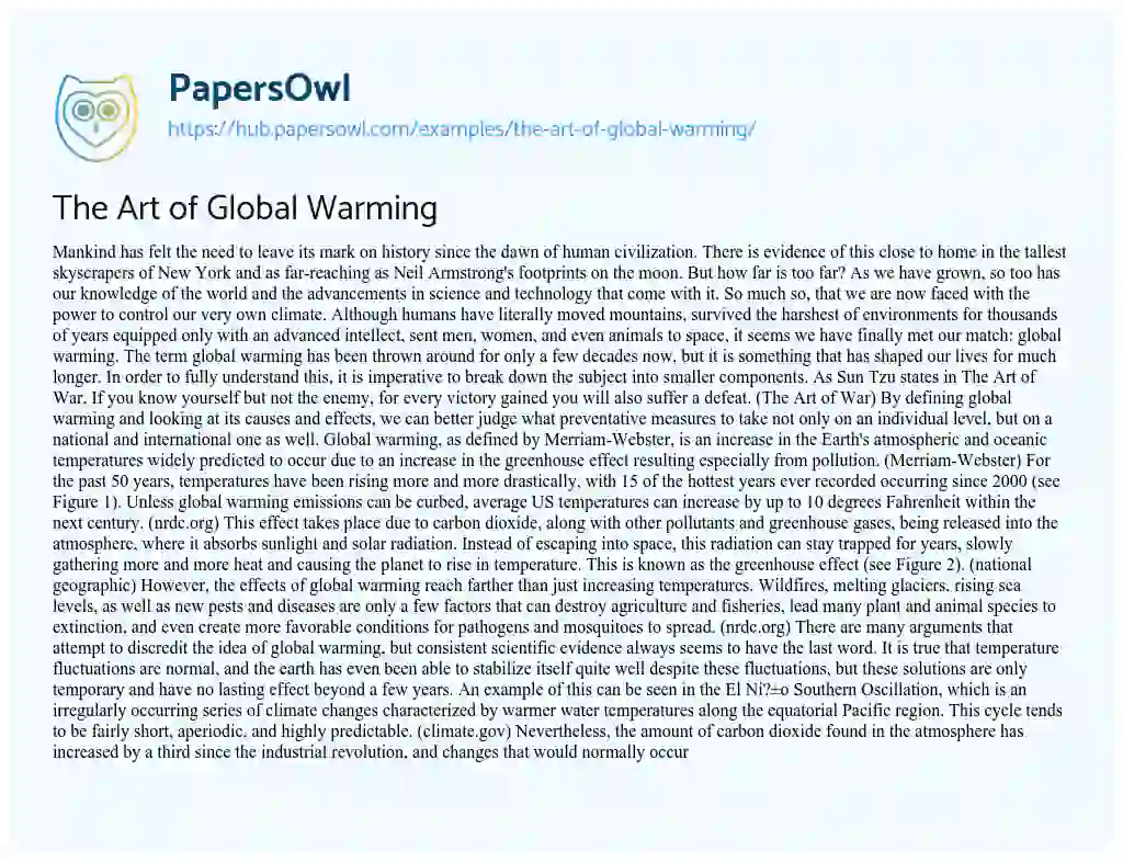 Essay on The Art of Global Warming