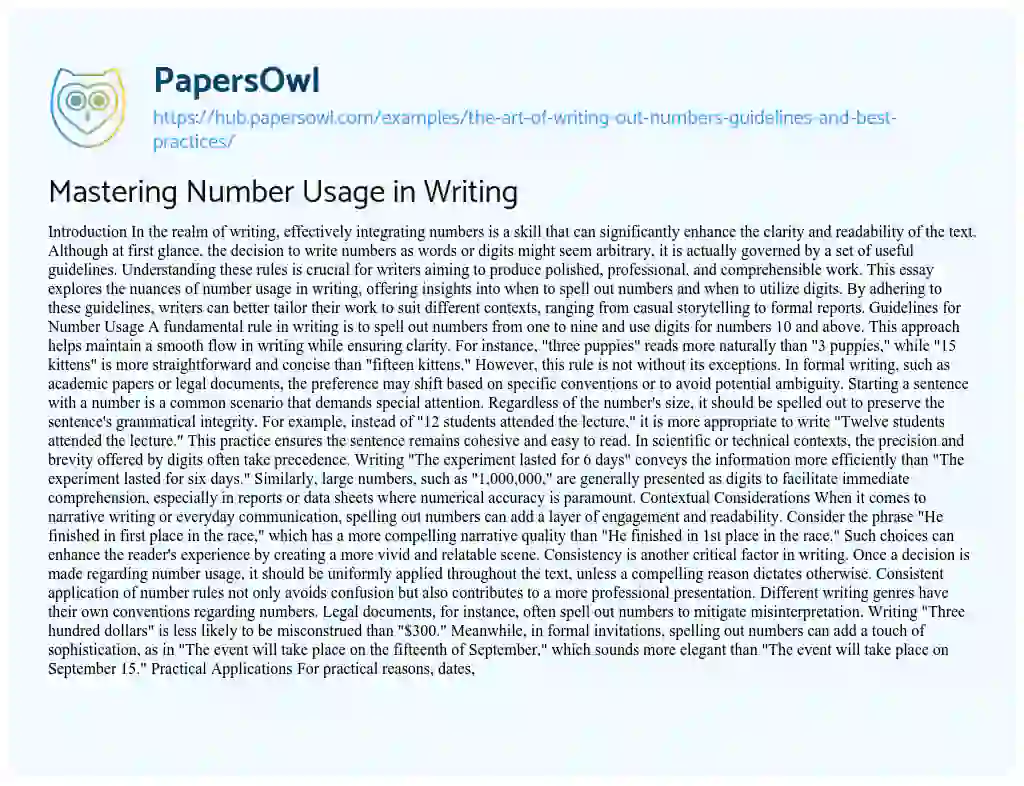 Essay on Mastering Number Usage in Writing