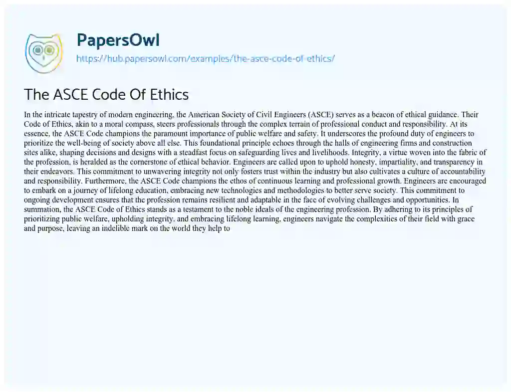 Essay on The ASCE Code Of Ethics