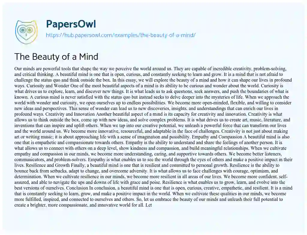 Essay on The Beauty of a Mind