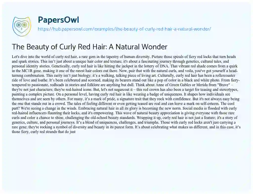 Essay on The Beauty of Curly Red Hair: A Natural Wonder
