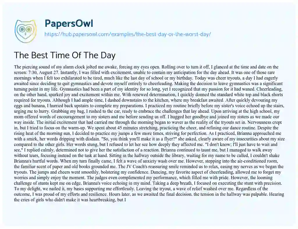 Essay on The Best Time Of The Day