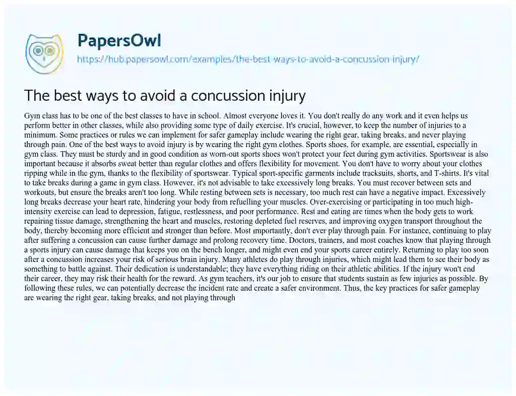 Essay on The best ways to avoid a concussion injury