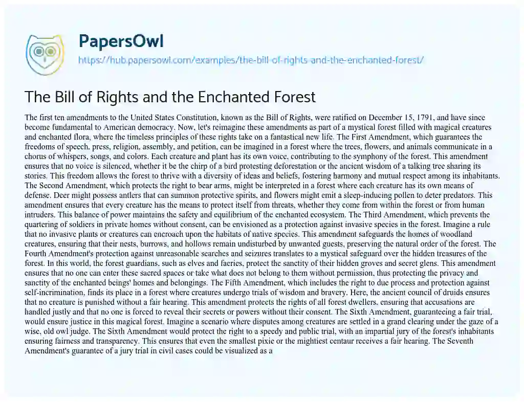 Essay on The Bill of Rights and the Enchanted Forest