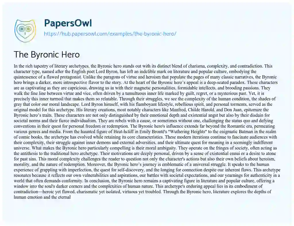 Essay on The Byronic Hero
