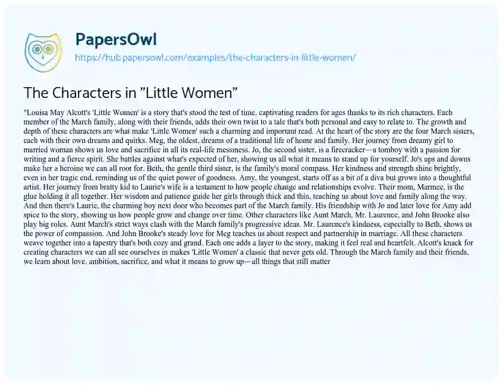 Essay on The Characters in “Little Women”