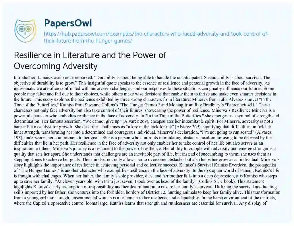 Essay on Resilience in Literature and the Power of Overcoming Adversity