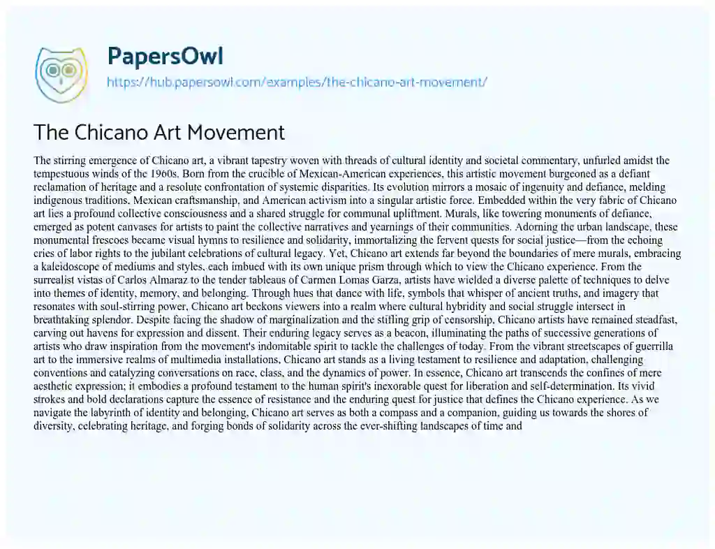 Essay on The Chicano Art Movement
